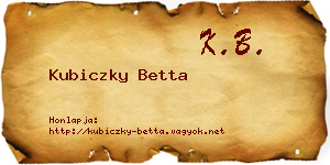Kubiczky Betta névjegykártya